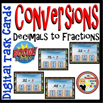 Distance Learning Decimals to Fractions Conversion Boom Cards » The ...
